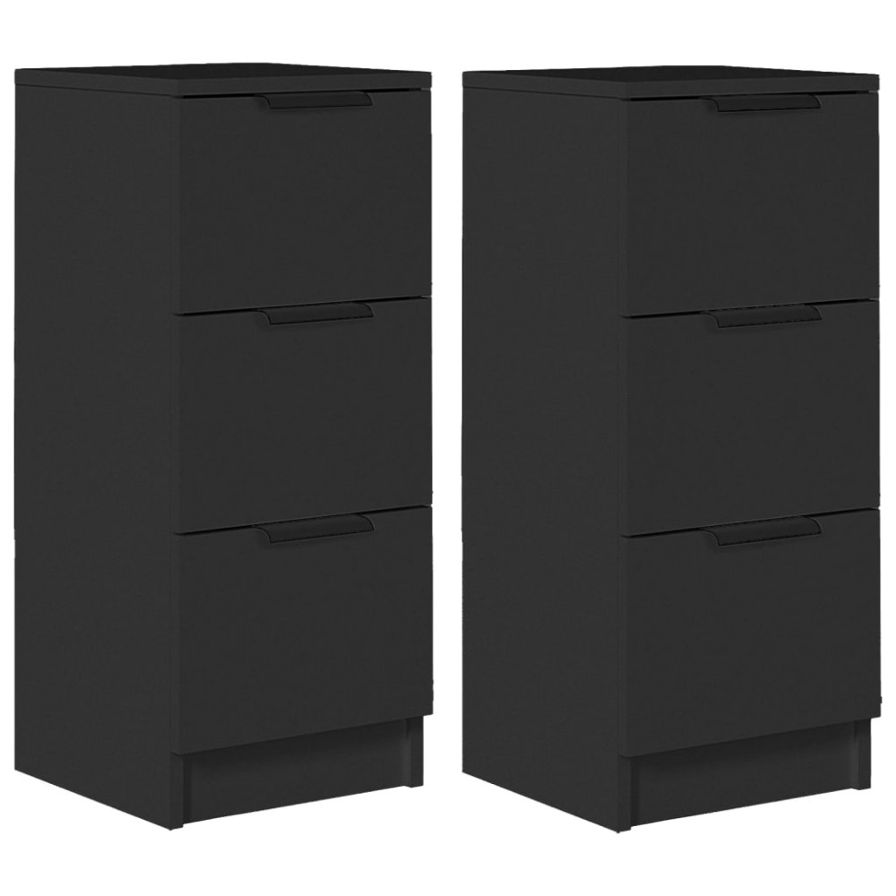 vidaXL Servante, 2 buc., negru, 30x30x70 cm, lemn prelucrat