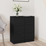vidaXL Servante, 2 buc., negru, 30x30x70 cm, lemn prelucrat vidaXL Servante, 2 buc., negru, 30x30x70 cm, lemn prelucrat