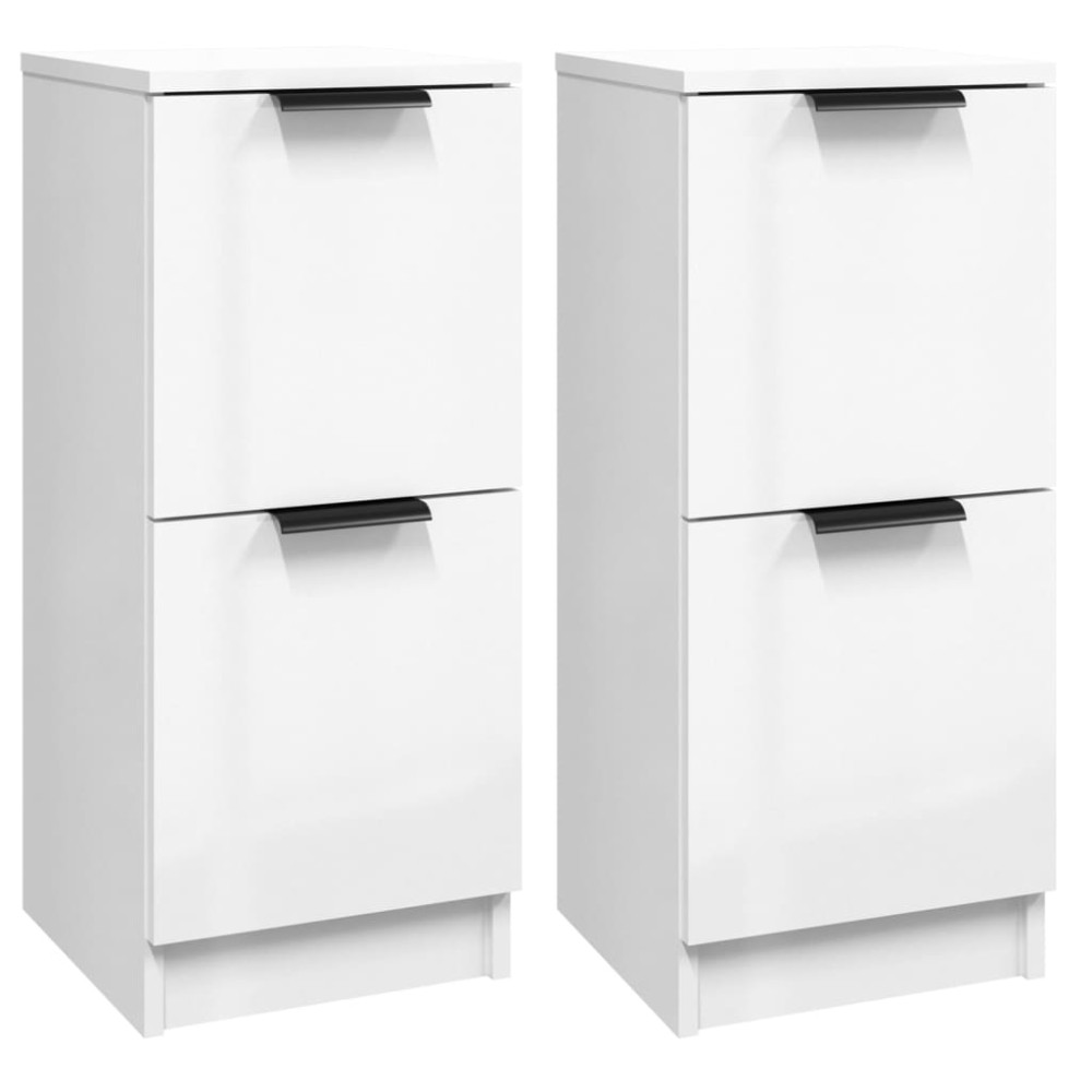 vidaXL Dulapuri, 2 buc., alb extralucios, 30x30x70 cm, lemn compozit
