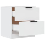 vidaXL Noptiere, 2 buc., alb, lemn prelucrat vidaXL Noptiere, 2 buc., alb, lemn prelucrat