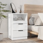 vidaXL Noptiere, 2 buc. alb extralucios, lemn prelucrat