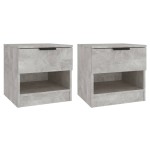 vidaXL Noptiere, 2 buc., gri beton, lemn prelucrat