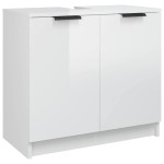 vidaXL Dulap de baie, alb extralucios, 64,5x33,5x59 cm, lemn compozit