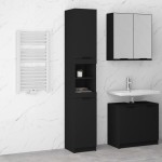 vidaXL Dulap de baie, negru, 32x34x188,5 cm, lemn prelucrat vidaXL Dulap de baie, negru, 32x34x188,5 cm, lemn prelucrat