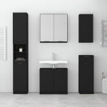 vidaXL Dulap de baie, negru, 32x34x188,5 cm, lemn prelucrat vidaXL Dulap de baie, negru, 32x34x188,5 cm, lemn prelucrat