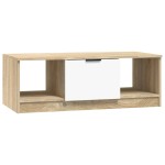 vidaXL Măsuță cafea, alb / stejar sonoma, 102x50x36 cm, lemn prelucrat vidaXL Măsuță cafea, alb / stejar sonoma, 102x50x36 cm, lemn prelucrat