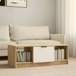 vidaXL Măsuță cafea, alb / stejar sonoma, 102x50x36 cm, lemn prelucrat vidaXL Măsuță cafea, alb / stejar sonoma, 102x50x36 cm, lemn prelucrat