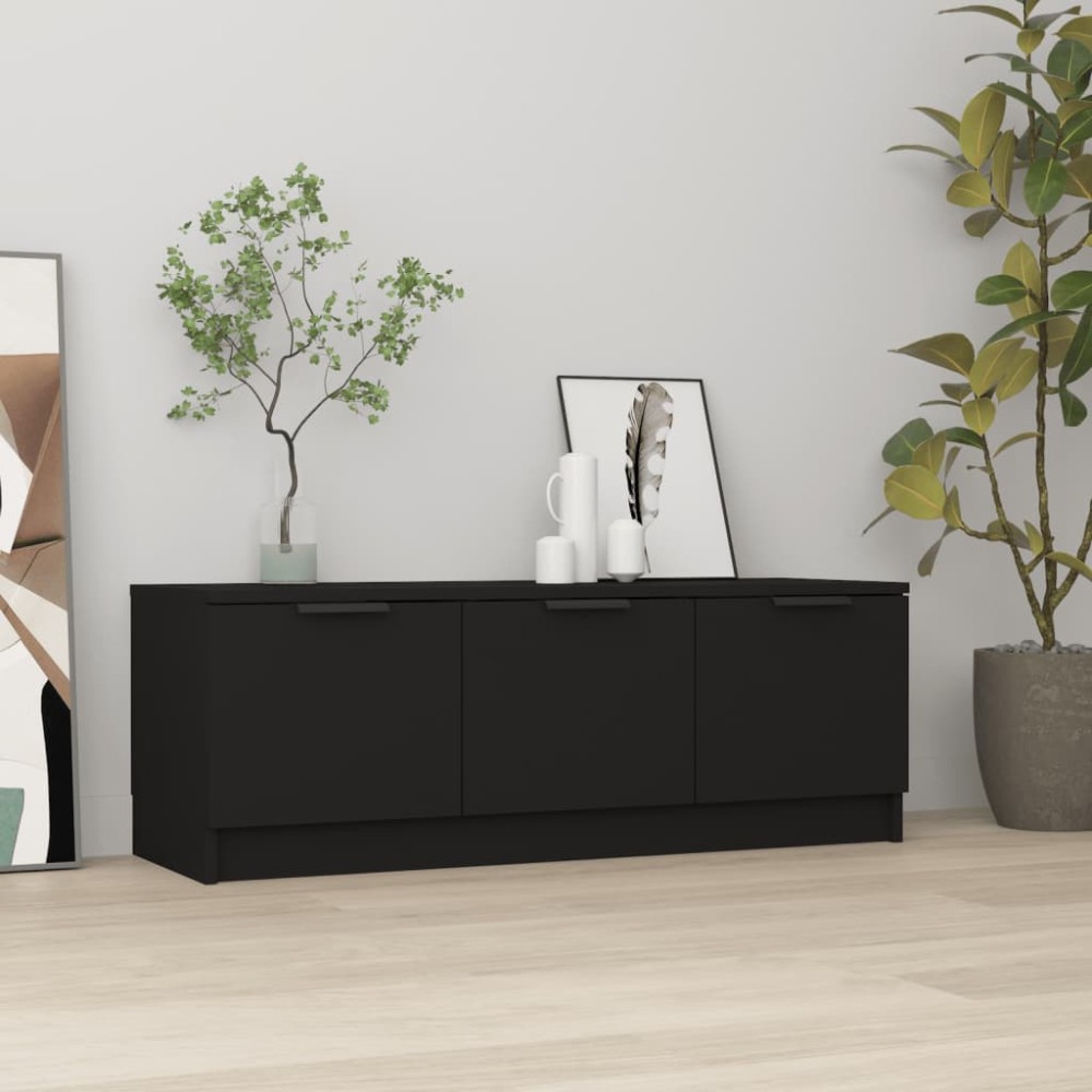 vidaXL Comodă TV, negru, 102x35x36,5 cm, lemn prelucrat