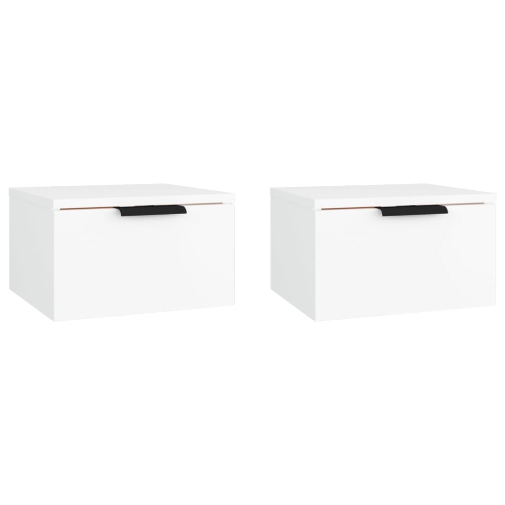 vidaXL Noptiere de perete, 2 buc., alb, 34x30x20 cm