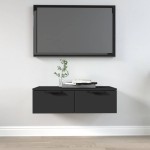 vidaXL Dulap de perete, negru, 68x30x20 cm, lemn compozit vidaXL Dulap de perete, negru, 68x30x20 cm, lemn compozit