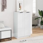 vidaXL Pantofar, alb extralucios, 59x35x100 cm, lemn compozit vidaXL Pantofar, alb extralucios, 59x35x100 cm, lemn compozit