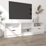 vidaXL Comodă TV, alb, 150x33,5x45 cm, lemn prelucrat vidaXL Comodă TV, alb, 150x33,5x45 cm, lemn prelucrat