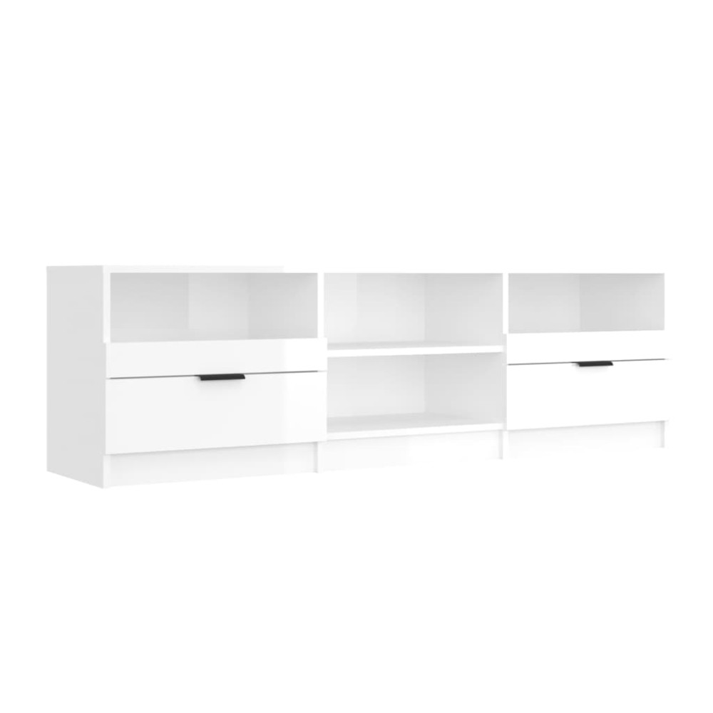 vidaXL Comodă TV, alb extralucios, 150x33,5x45 cm, lemn prelucrat