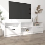 vidaXL Comodă TV, alb extralucios, 150x33,5x45 cm, lemn prelucrat