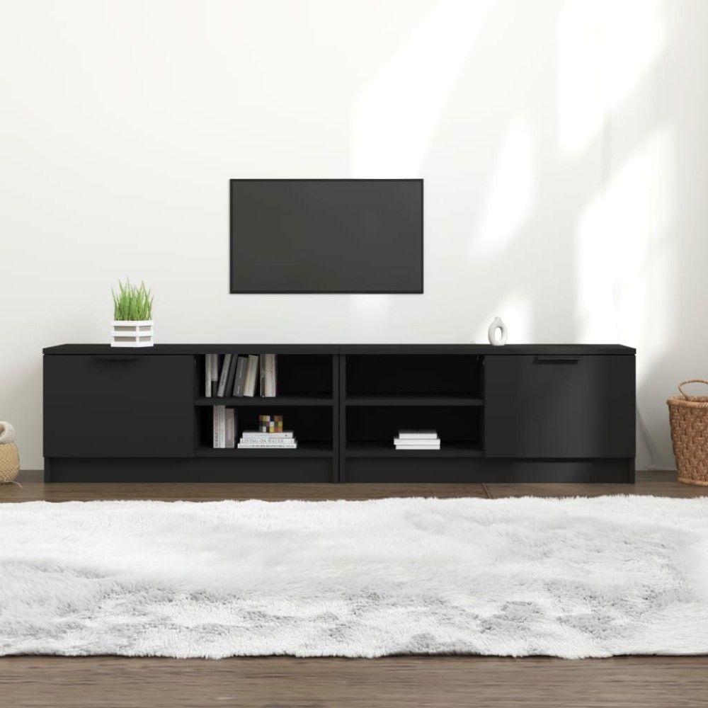 vidaXL Comodă TV, 2 buc., negru, 80x35x36,5 cm, lemn prelucrat