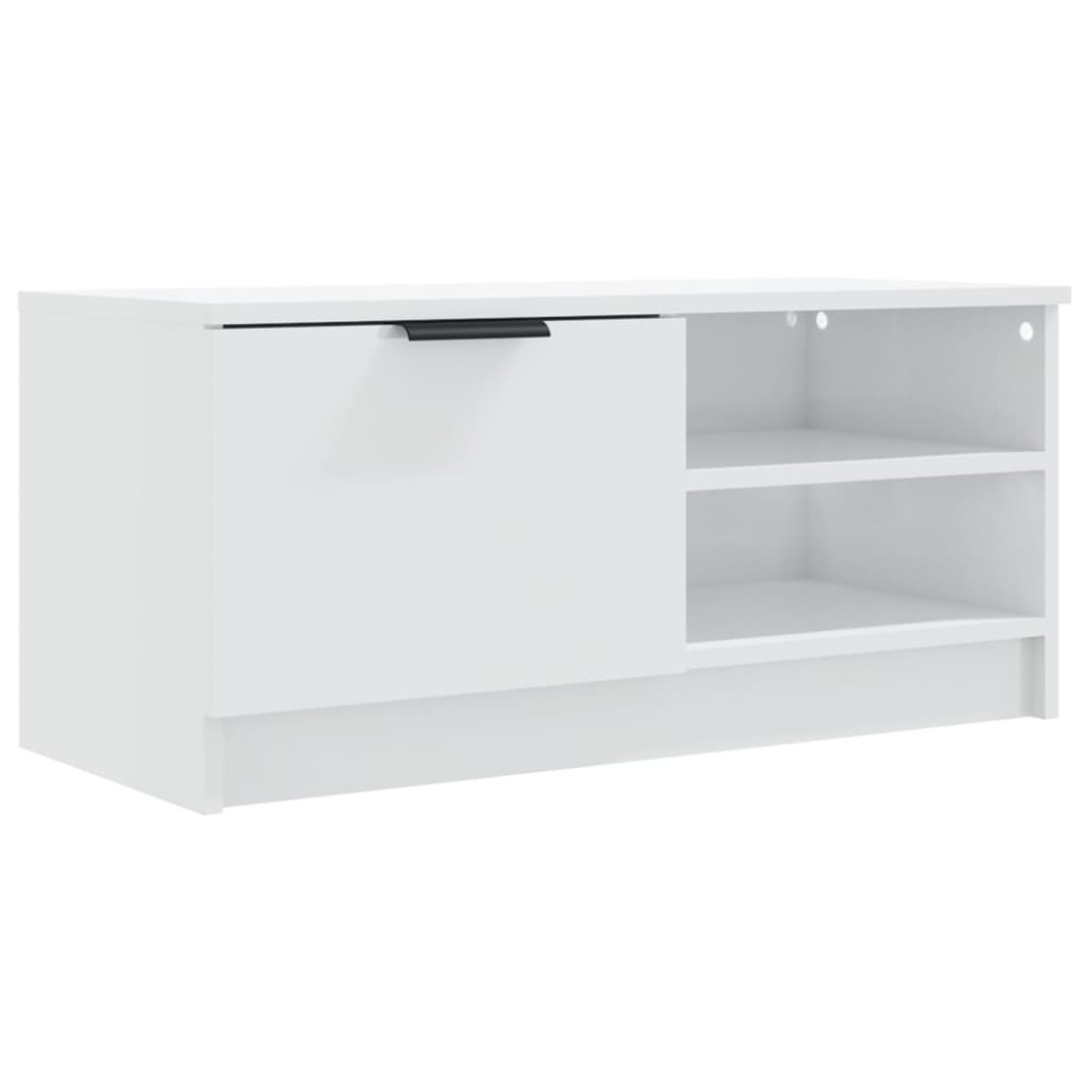 vidaXL Comodă TV, alb extralucios, 80x35x36,5 cm, lemn prelucrat