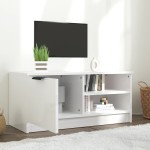 vidaXL Comodă TV, alb extralucios, 80x35x36,5 cm, lemn prelucrat