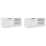 vidaXL Comodă TV,2 buc., alb extralucios,80x35x36,5 cm, lemn prelucrat