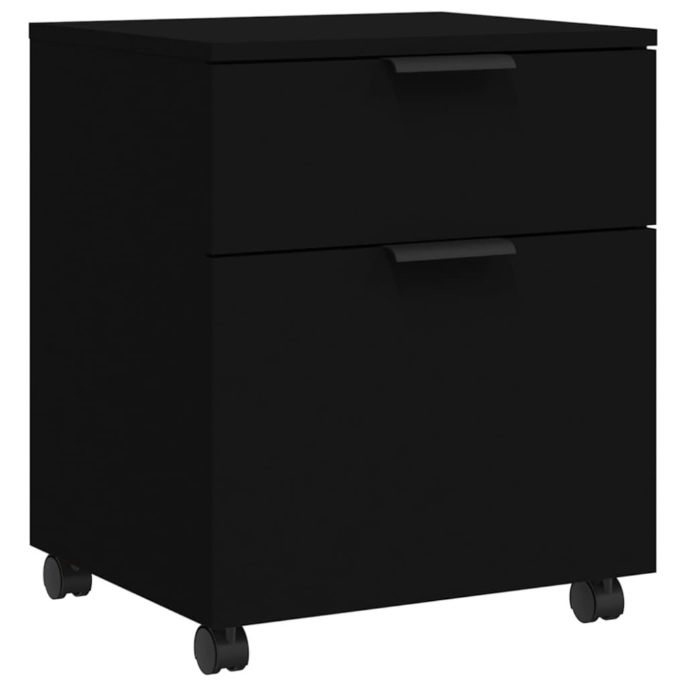 vidaXL Dulap dosare cu roți, negru, 45x38x54 cm, lemn prelucrat
