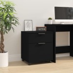 vidaXL Dulap dosare cu roți, negru, 45x38x54 cm, lemn prelucrat vidaXL Dulap dosare cu roți, negru, 45x38x54 cm, lemn prelucrat