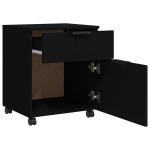 vidaXL Dulap dosare cu roți, negru, 45x38x54 cm, lemn prelucrat vidaXL Dulap dosare cu roți, negru, 45x38x54 cm, lemn prelucrat