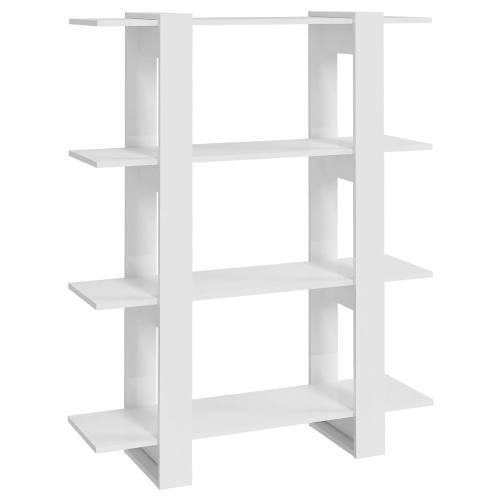vidaXL Bibliotecă/Separator cameră, alb extralucios, 100x30x123,5 cm