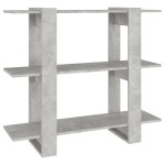 vidaXL Bibliotecă/Separator cameră, gri beton, 100x30x87 cm