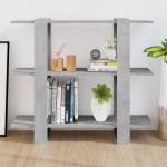 vidaXL Bibliotecă/Separator cameră, gri beton, 100x30x87 cm