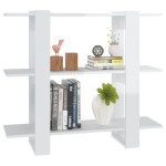 vidaXL Bibliotecă/Separator cameră, alb extralucios, 100x30x87 cm