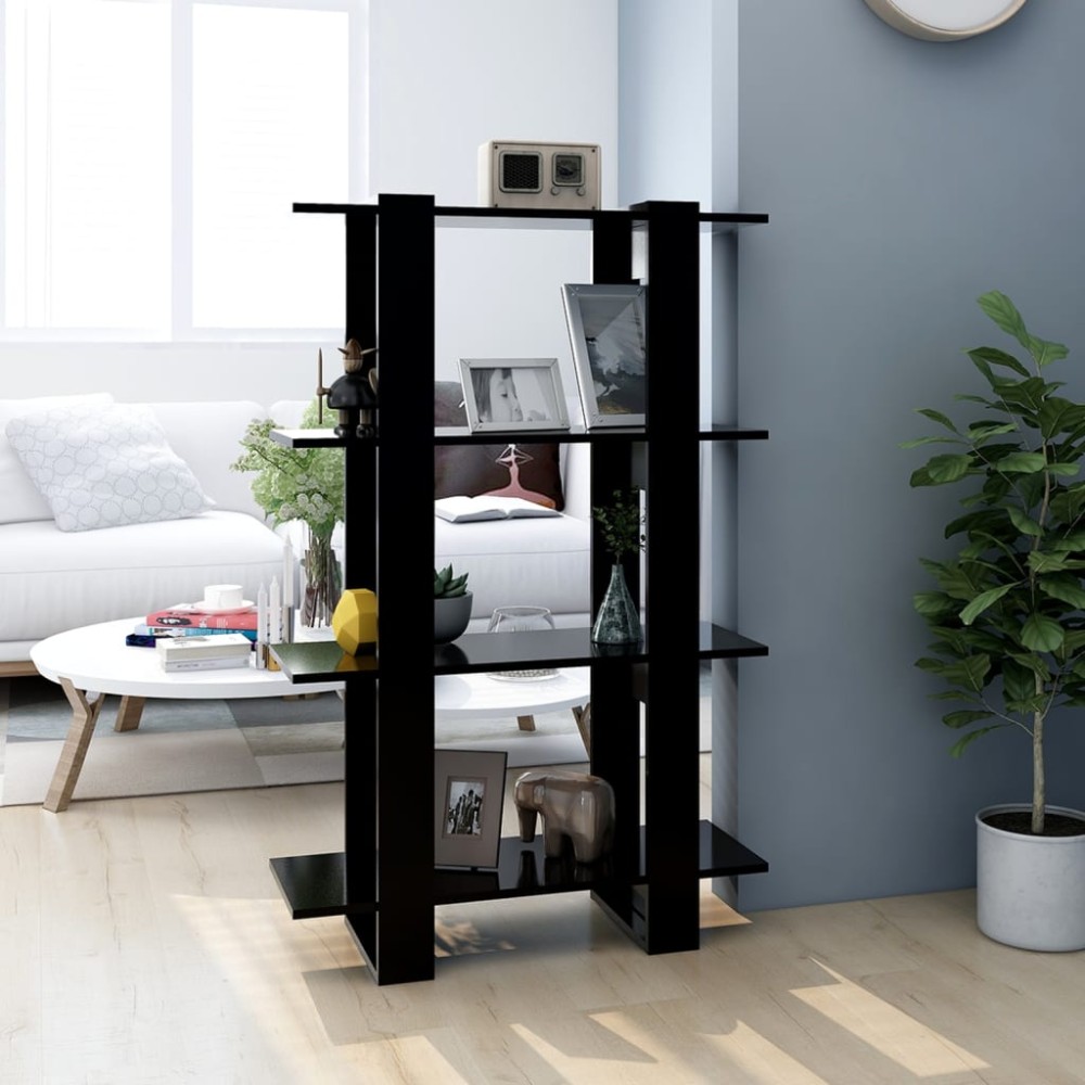 vidaXL Bibliotecă/Separator cameră, negru, 80x30x123,5 cm