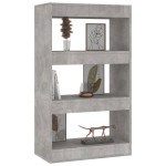 vidaXL Bibliotecă/Separator cameră, gri beton, 60x30x103 cm, PAL