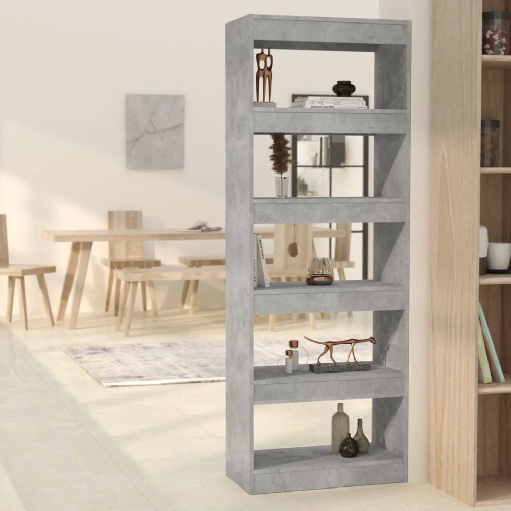 vidaXL Bibliotecă/Separator cameră, gri beton, 60x30x166 cm, PAL