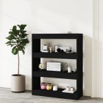 vidaXL Bibliotecă/Separator cameră, negru, 80x30x103 cm, lemn compozit vidaXL Bibliotecă/Separator cameră, negru, 80x30x103 cm, lemn compozit