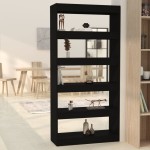 vidaXL Bibliotecă/Separator cameră, negru, 80x30x166 cm, PAL vidaXL Bibliotecă/Separator cameră, negru, 80x30x166 cm, PAL