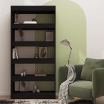vidaXL Bibliotecă/Separator cameră, negru, 80x30x166 cm, PAL vidaXL Bibliotecă/Separator cameră, negru, 80x30x166 cm, PAL