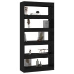 vidaXL Bibliotecă/Separator cameră, negru, 80x30x166 cm, PAL vidaXL Bibliotecă/Separator cameră, negru, 80x30x166 cm, PAL