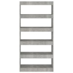 vidaXL Bibliotecă/Separator cameră, gri beton, 80x30x166 cm, PAL