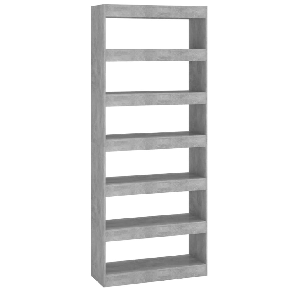vidaXL Bibliotecă/Separator cameră, gri beton, 80x30x198 cm, PAL