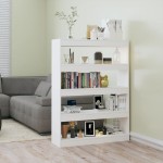 vidaXL Bibliotecă/Separator cameră, alb extralucios, 100x30x135 cm vidaXL Bibliotecă/Separator cameră, alb extralucios, 100x30x135 cm