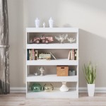 vidaXL Bibliotecă/Separator cameră, alb extralucios, 100x30x135 cm vidaXL Bibliotecă/Separator cameră, alb extralucios, 100x30x135 cm