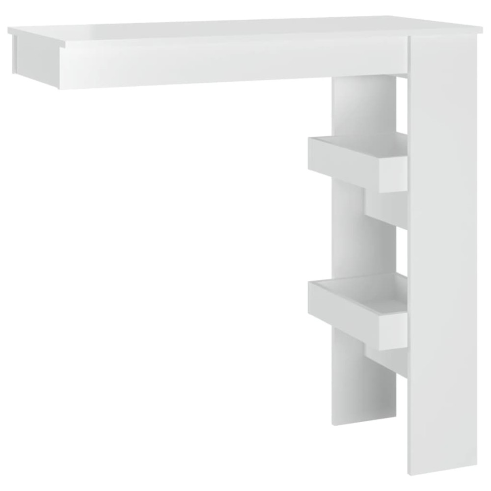 vidaXL Masă bar de perete alb extralucios 102x45x103,5cm lemn compozit
