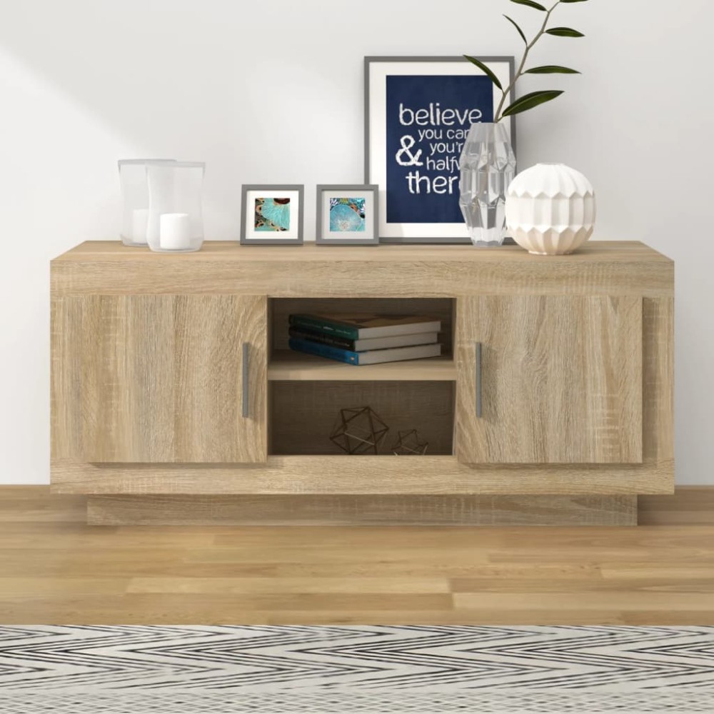 vidaXL Comodă TV, stejar sonoma, 102x35x45 cm, lemn prelucrat