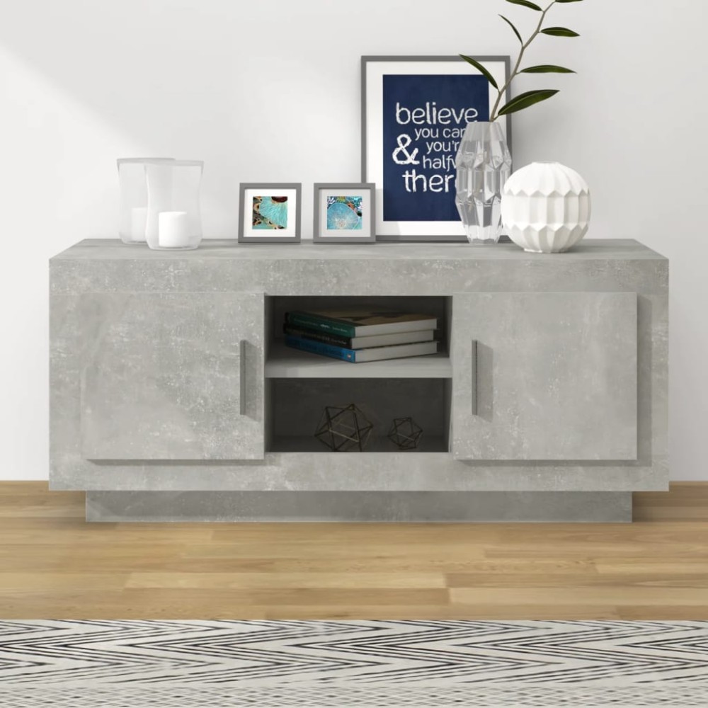 vidaXL Comodă TV, gri beton, 102x35x45 cm, lemn prelucrat