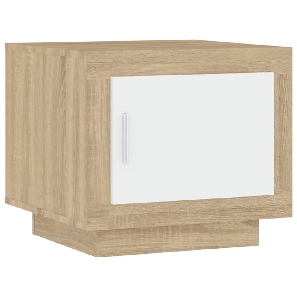 vidaXL Măsuță de cafea alb și stejar sonoma 51x50x45 cm lemn prelucrat