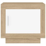 vidaXL Măsuță de cafea alb și stejar sonoma 51x50x45 cm lemn prelucrat vidaXL Măsuță de cafea alb și stejar sonoma 51x50x45 cm lemn prelucrat