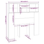 vidaXL Tăblie de pat cu dulap, gri beton, 100x19x103,5 cm