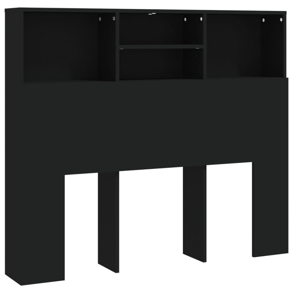 vidaXL Tăblie de pat cu dulap, negru, 120x19x103,5 cm