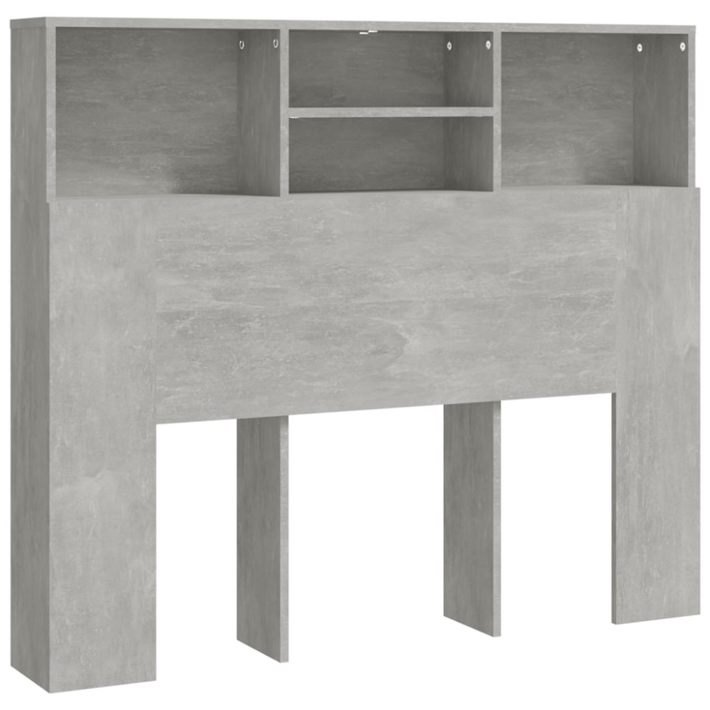 vidaXL Tăblie de pat cu dulap, gri beton, 120x19x103,5 cm