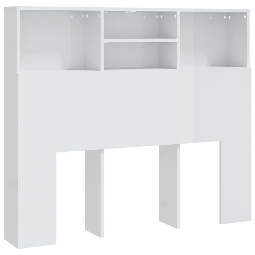 vidaXL Tăblie de pat cu dulap, alb extralucios, 120x19x103,5 cm