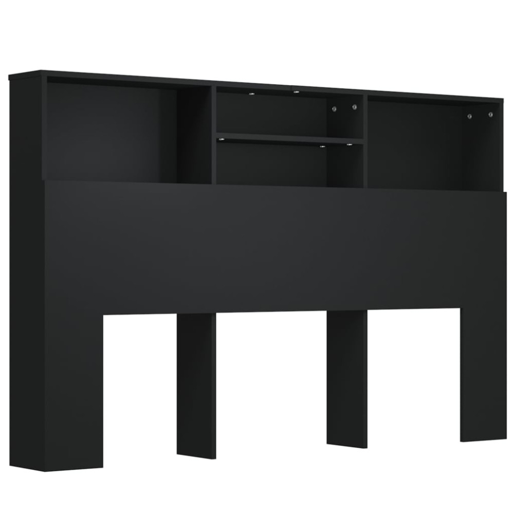 vidaXL Tăblie de pat cu dulap, negru, 160x19x103,5 cm